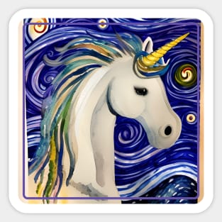 Unicorn on a Starry Night Sticker
